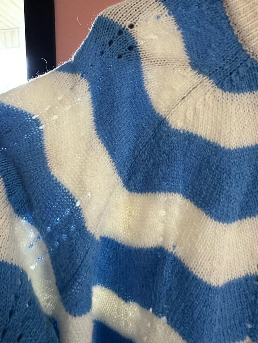 Boden Blue and Cream Stripe Knit Sweater - Picture 4 of 6